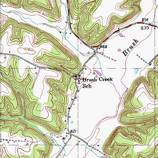 Topographic Map of Brush Creek Cemetery, KY