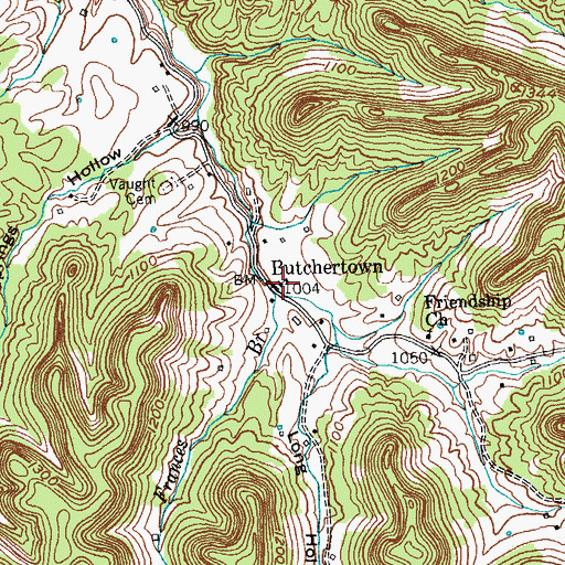 Topographic Map of Butchertown School (historical), KY
