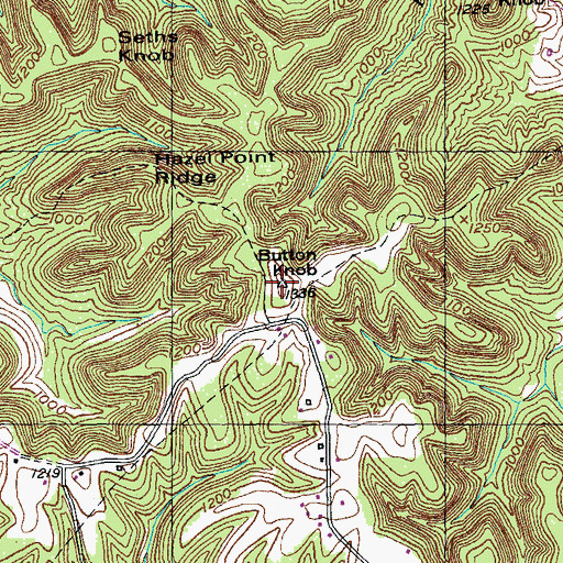 Topographic Map of Button Knob Lookout Tower, KY