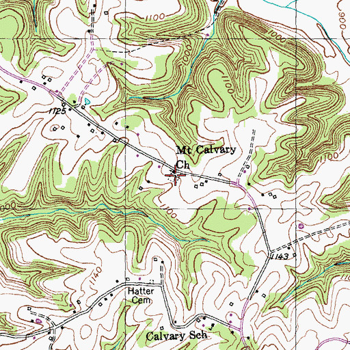 Topographic Map of Calvary Ridge Cemetery, KY