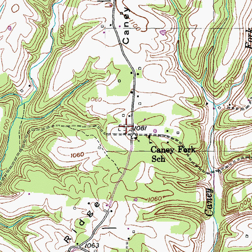 Topographic Map of Caney Fork Cemetery, KY
