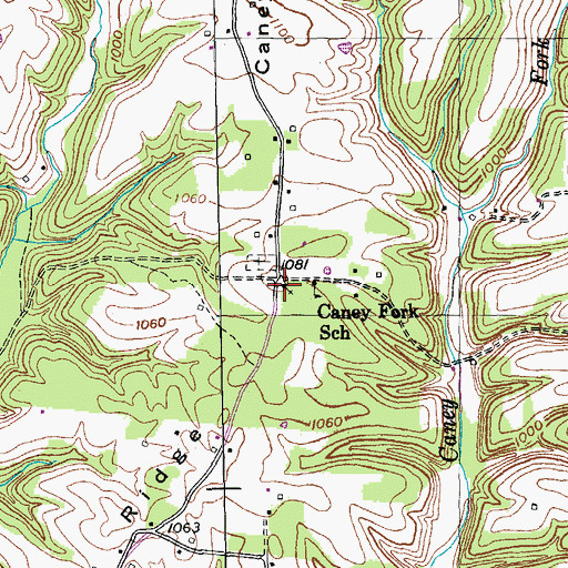 Topographic Map of Caney Fork Church (historical), KY