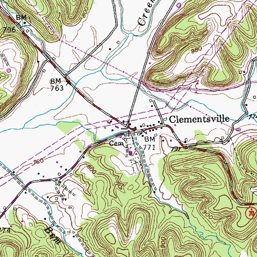Topographic Map of Clementsville Post Office (historical), KY