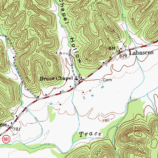 Topographic Map of Coffey Post Office (historical), KY