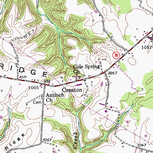 Topographic Map of Cole Spring Cemetery, KY