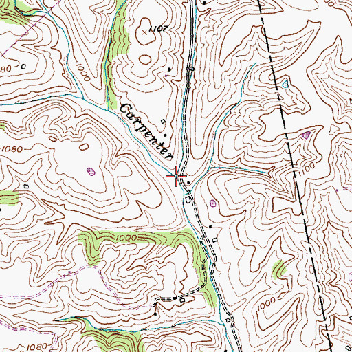 Topographic Map of Cow Creek, KY