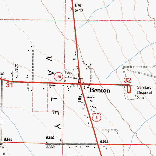 Topographic Map of Benton, CA
