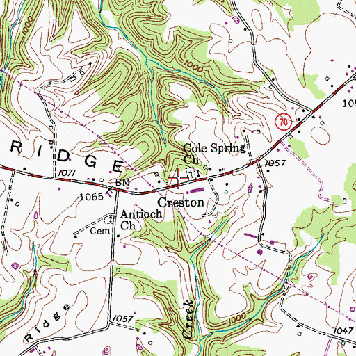 Topographic Map of Creston Post Office (historical), KY