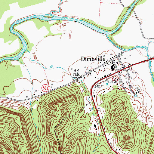 Topographic Map of Dunnville School (historical), KY