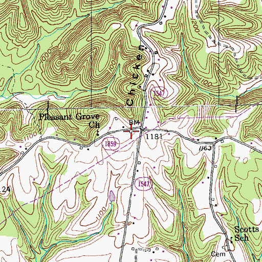 Topographic Map of Ed Post Office (historical), KY