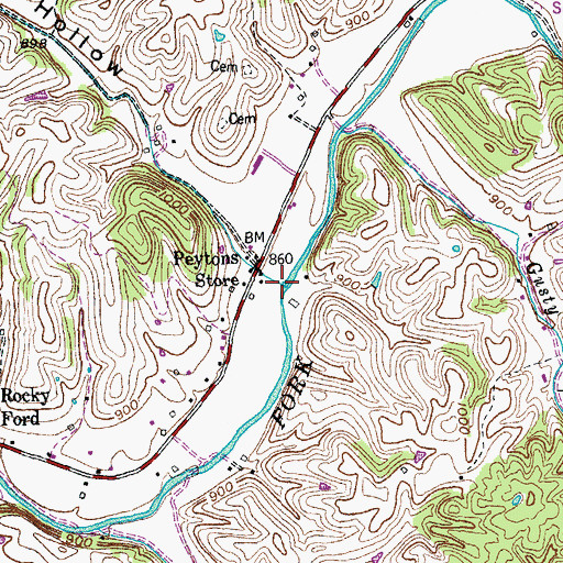 Topographic Map of Ellis Branch, KY