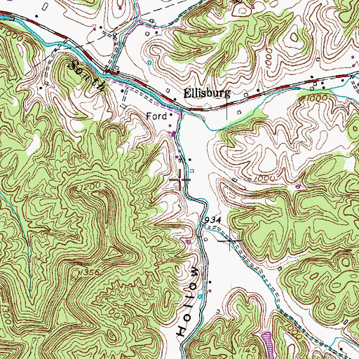 Topographic Map of Ellisburg Baptist Church (historical), KY