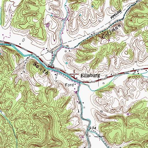 Topographic Map of Ellisburg Post Office (historical), KY