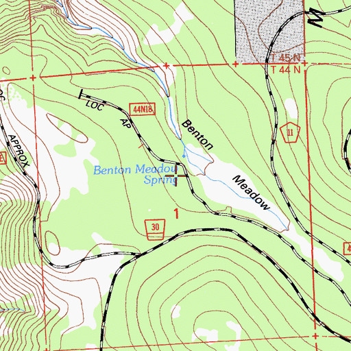Topographic Map of Benton Meadow, CA
