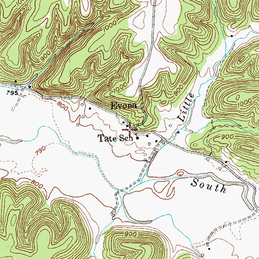Topographic Map of Evana Post Office (historical), KY