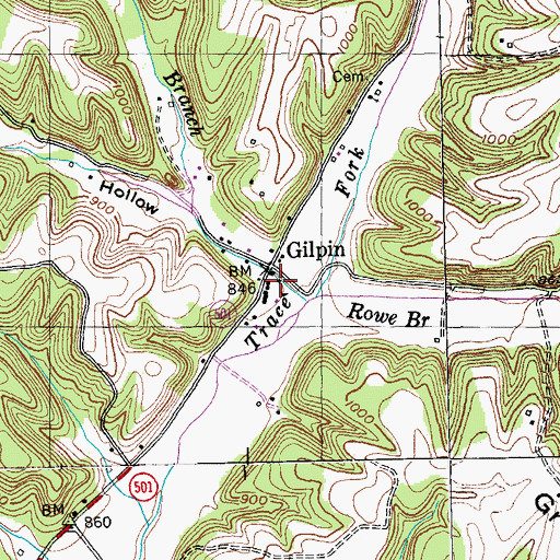 Topographic Map of Gilpin School (historical), KY