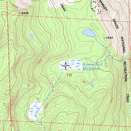 Topographic Map of Benwood Meadow, CA