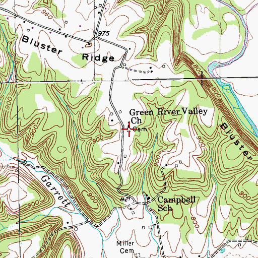 Topographic Map of Green River Valley Church Cemetery, KY