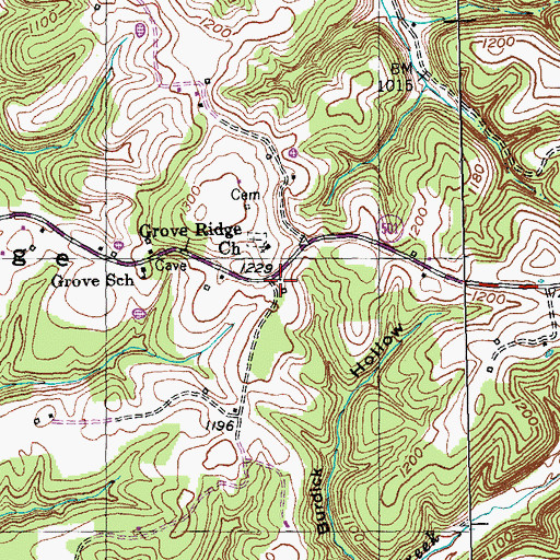 Topographic Map of Grove Post Office (historical), KY