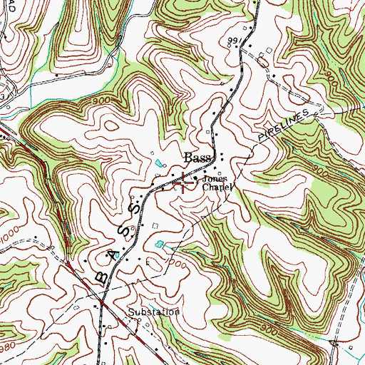 Topographic Map of Jones Chapel Cemetery, KY
