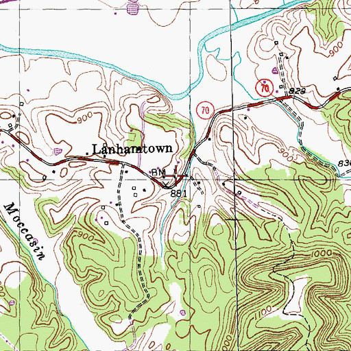 Topographic Map of Lanhamtown School (historical), KY