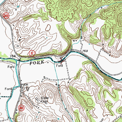 Topographic Map of Little South Bridge, KY