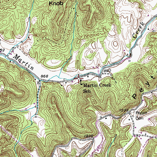 Topographic Map of Martin Creek (historical), KY
