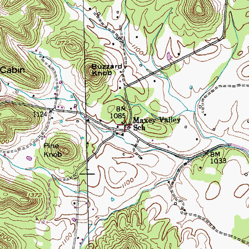 Topographic Map of Maxey Valley Church of God (historical), KY