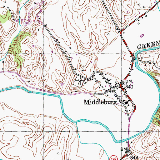 Topographic Map of Middleburg Cemetery, KY