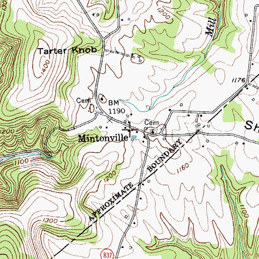 Topographic Map of Mintonville Post Office (historical), KY
