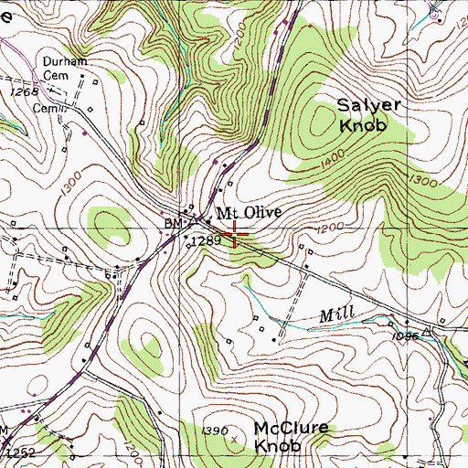 Topographic Map of Mount Olive School (historical), KY