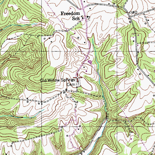 Topographic Map of Old Willow Methodist Church (historical), KY