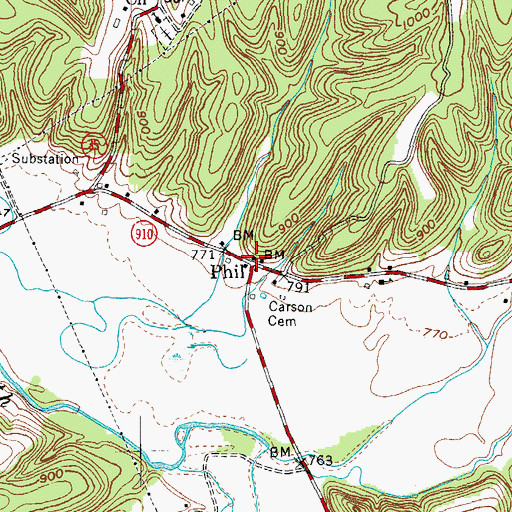 Topographic Map of Phil Post Office (historical), KY