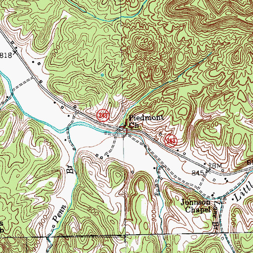 Topographic Map of Piedmont Cemetery, KY
