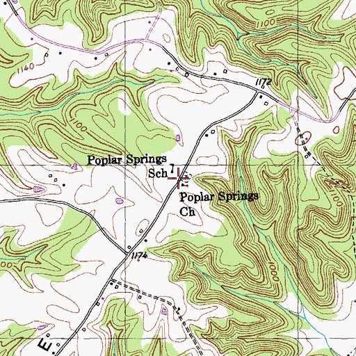 Topographic Map of Poplar Springs (historical), KY