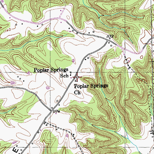 Topographic Map of Poplar Springs Cemetery, KY