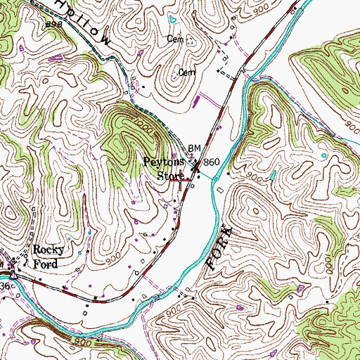 Topographic Map of Powers Post Office (historical), KY
