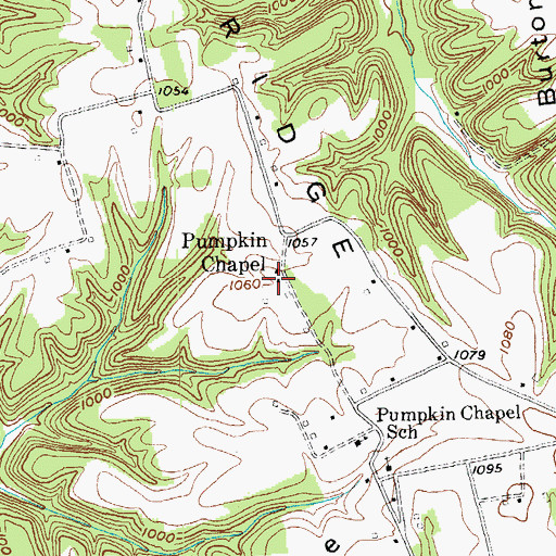 Topographic Map of Pumpkin Chapel Post Office (historical), KY