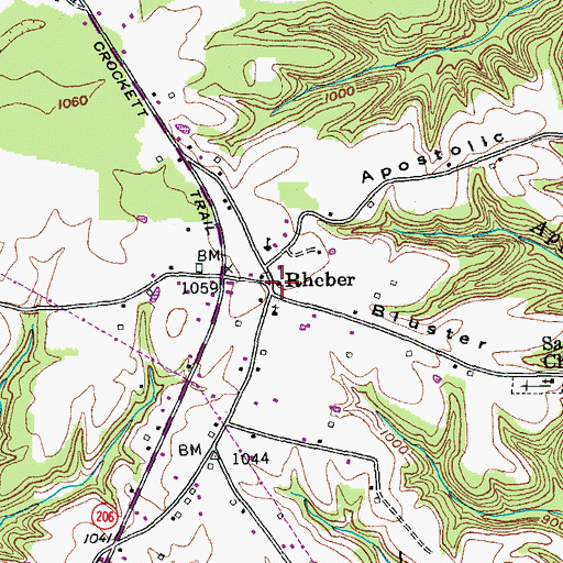 Topographic Map of Rheber Post Office (historical), KY
