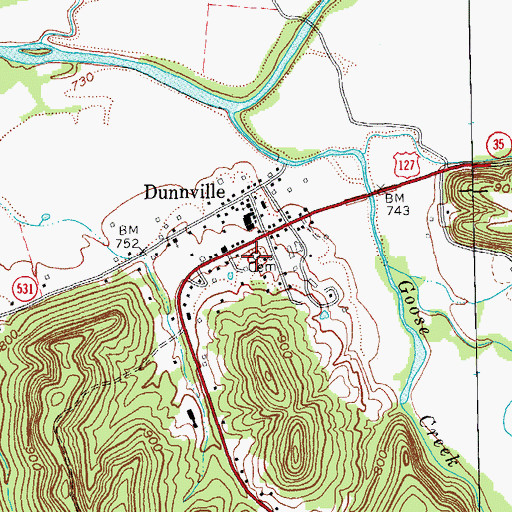 Topographic Map of Rice Cemetery, KY