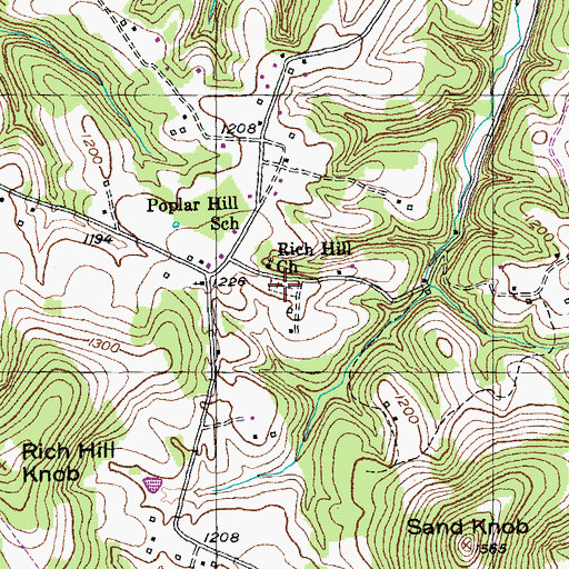 Topographic Map of Rich Hill Church Cemetery, KY
