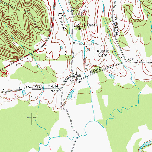 Topographic Map of Rife Creek Post Office (historical), KY