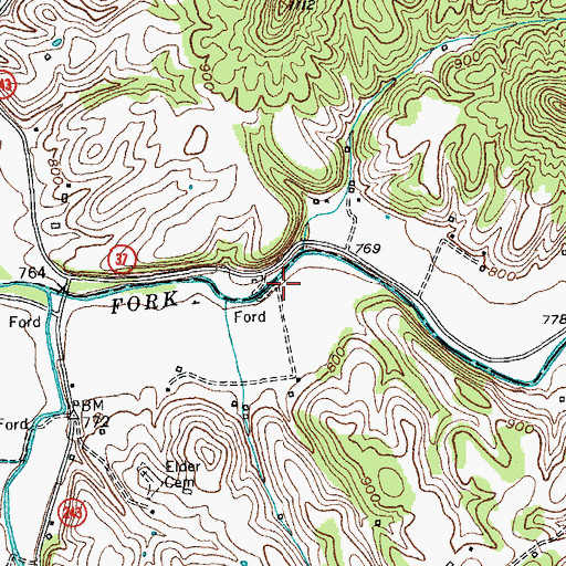 Topographic Map of Rollings Post Office (historical), KY