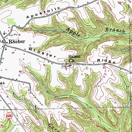 Topographic Map of Salem Church Cemetery, KY