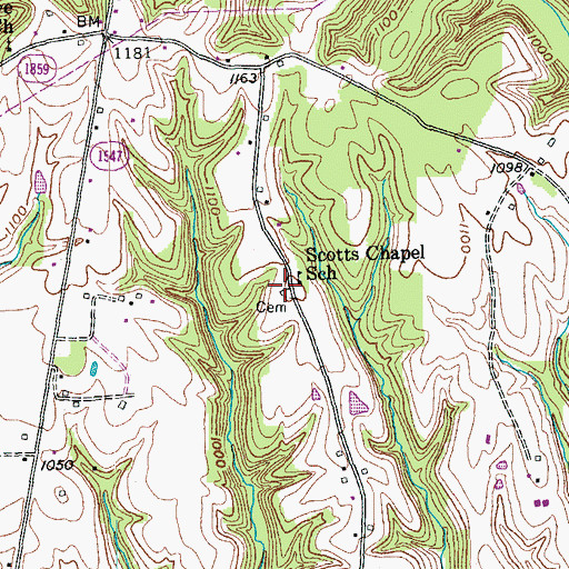 Topographic Map of Scotts Chapel (historical), KY