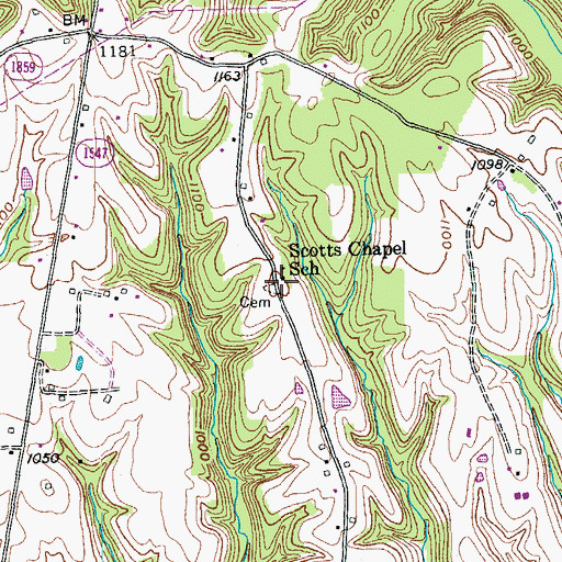Topographic Map of Scotts Chapel (historical), KY
