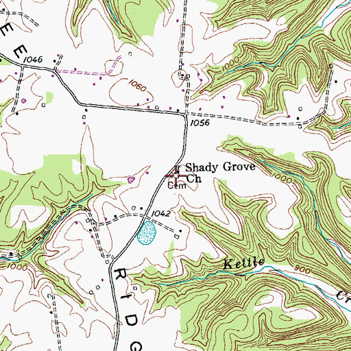 Topographic Map of Shady Grove Cemetery, KY