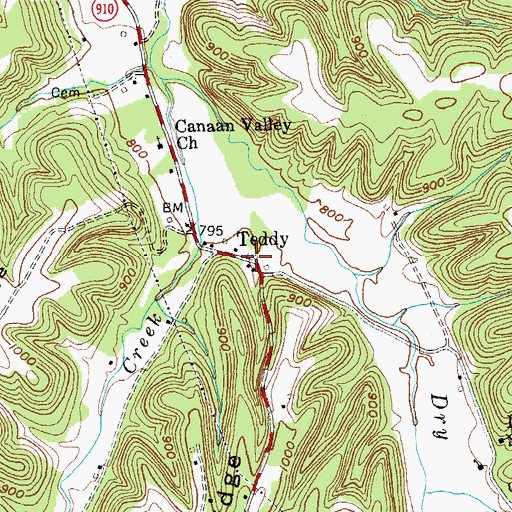 Topographic Map of Teddy Post Office (historical), KY
