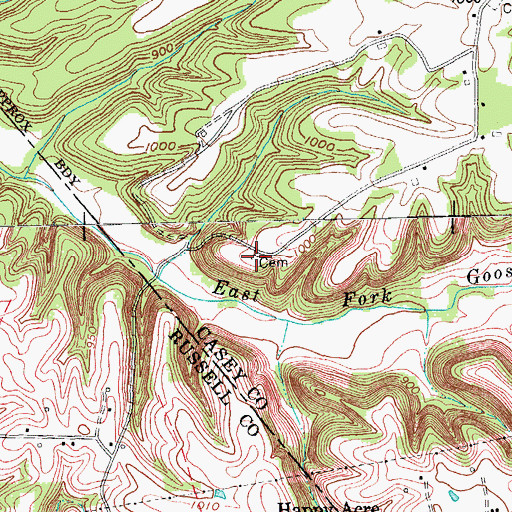Topographic Map of Thomas Cemetery, KY