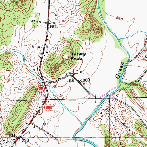Topographic Map of Turkey Knob School (historical), KY